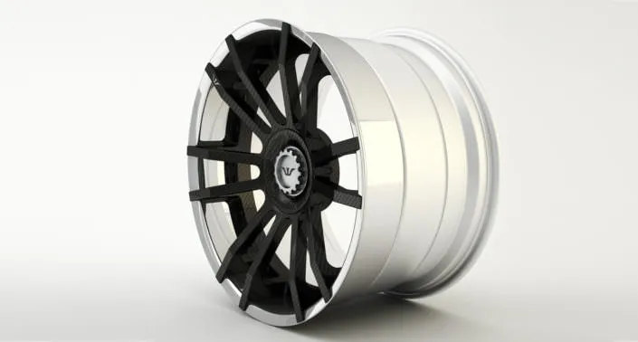 Finishing sample: matte black center with polished stainless steel outside rim Finishing sample: matte black center with polished stainless steel outside rim