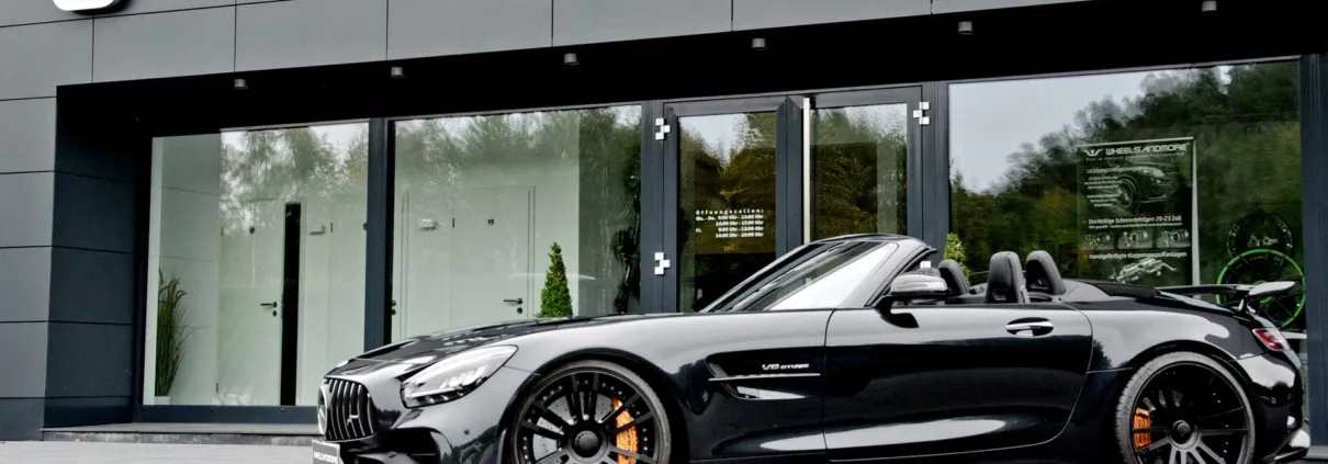 front side view black amg gtr roadster tuning