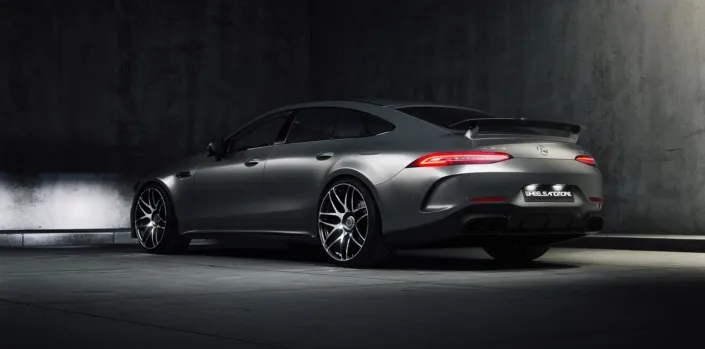rear side view of mercedes gt63 from wheelsandmor with capristo exhaust