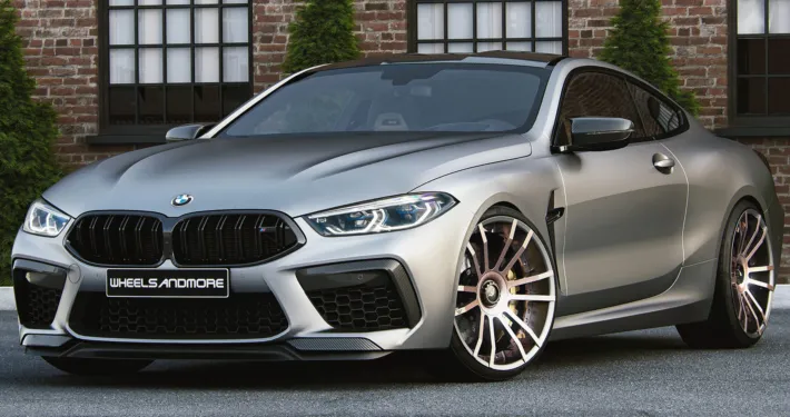 BMW M8 Competition Grey Metallic with F.I.W.E. wheels (Frontview) BMW M8 Competition Grey Metallic with F.I.W.E. wheels (Frontview)