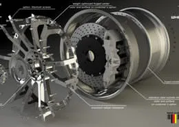 Explosion drawing of concave F.I.W.E. wheel design