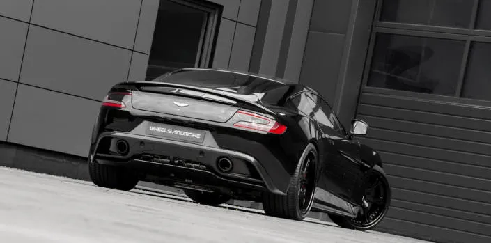 blakc aston martin vanquihs with maximum wheels 21 inch by wheelsandmore