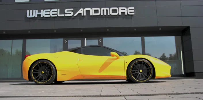 Ferrari-458-21-inch-forged-wheels yellow ferrari 458 with 21 inch fiwe wheels
