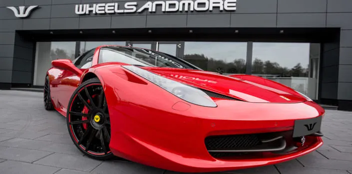 ferrari-458-spider-21-inch-wheels red 458 spider ferrari with ultrawide tuning wheels fiwe