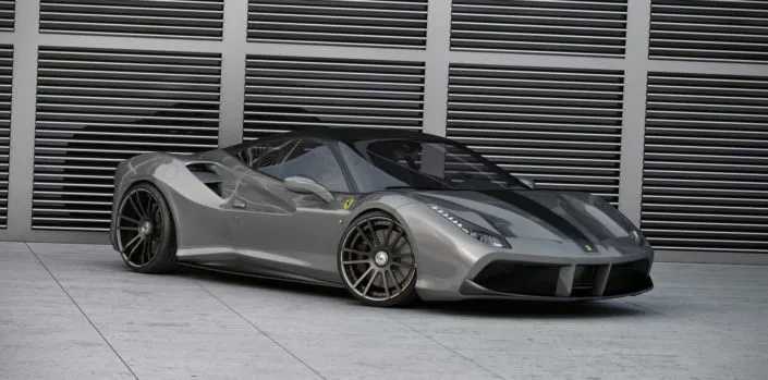Ferrari-488-GTB-21-Inch-Wheels grey ferrrari 488 gts with matte black fiwe wheels