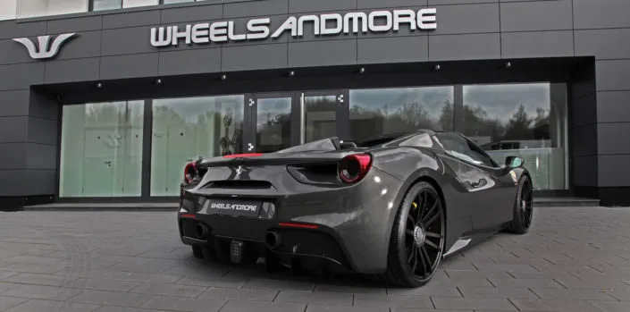 coilover-ferrari-488-spider black fiwe wheel on 488gts ferrari grey