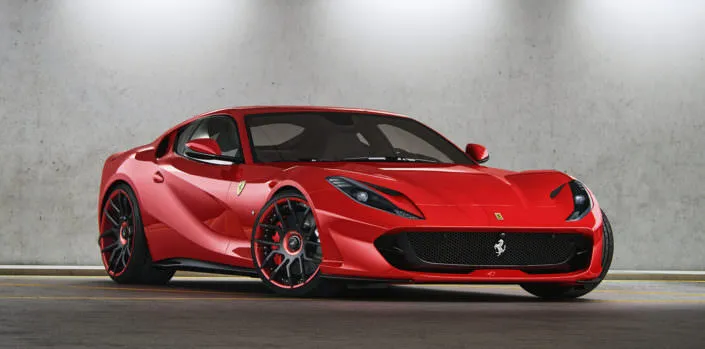 power-upgrade-ferrari-812 red 812 superfast tuning with forged wheels and springs