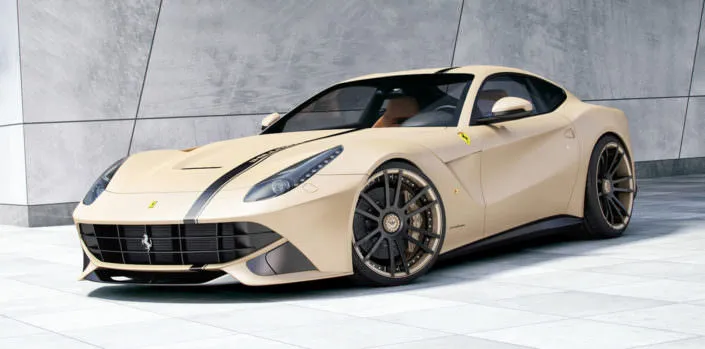 21-inch-Ferrari-F12-wheels custom colored 6sporz wheels outside rim in car paint sandgrey
