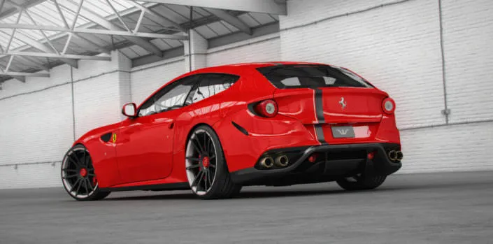 Tuning-ecu-Ferrari-FF red ferrari ff wearing 21 and 22 inch fiwe wheels, exhaust and power tuning