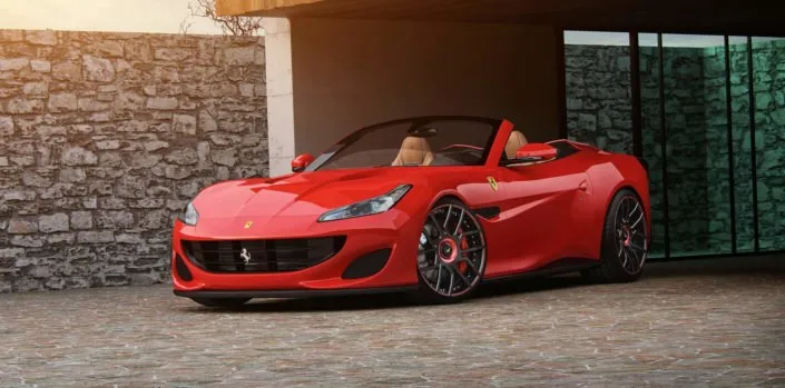 tuning-ferrari-portofino close up ferrari portofino red with new wheels