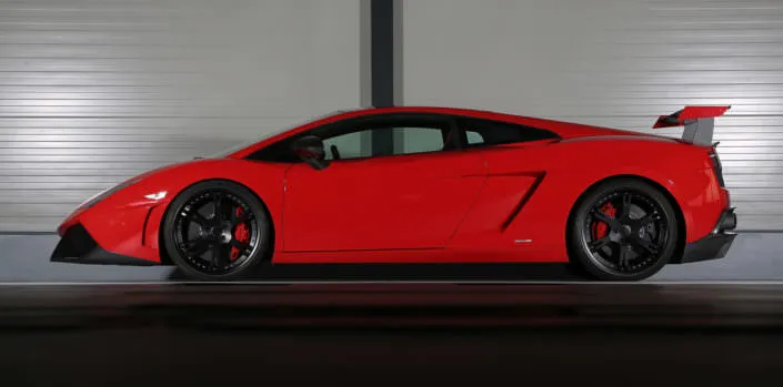 red super trofeo lamborghini sideview with 6sporz wheels
