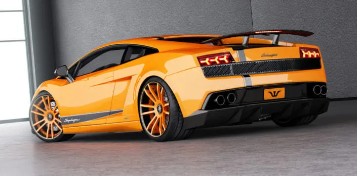 rear vie orange superleggera tuning with concave fiwe wheels