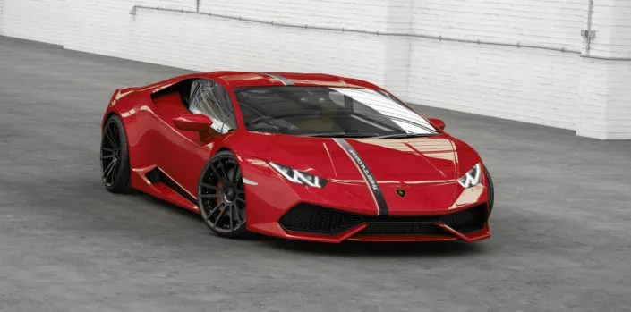 ultrawide concave fiwe wheels on red huracan with lowering suspension springs
