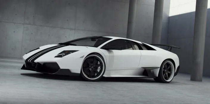 Lamborghini-Murcielago-exhaust lamborghini murcielago side view white car with bicolor balck white 6 sporz rims