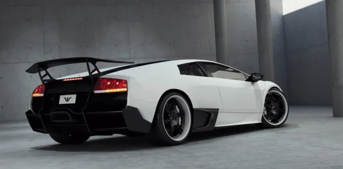 Lamborghini-Murcielago-exhaustsystem white murcielago with 6sporz ultralight forged wheels in 20 inch