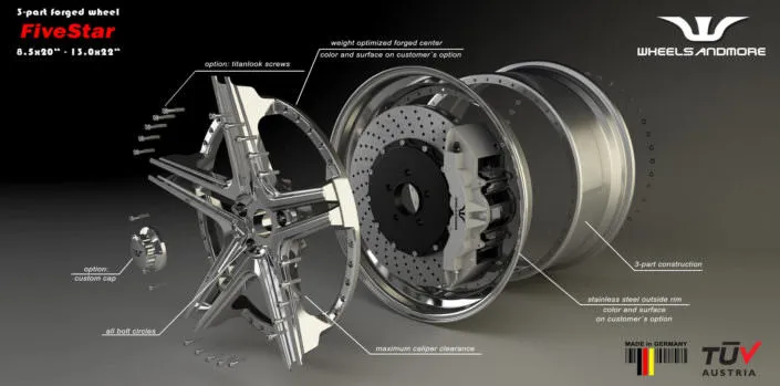 Multipart-wheel-Murcielago-Lamborghini hybrid tuning wheel fivestar for lamborghini murcielago