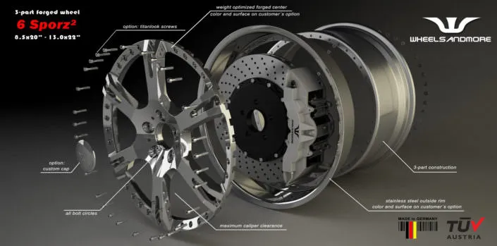 forged-3-part-wheel-Murcielago 6sporz wheel with individual color and surface options for murcielago