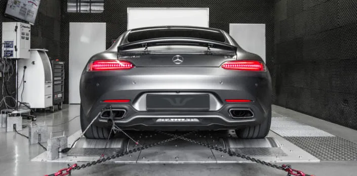 amg gts chiptuning dyno rear view