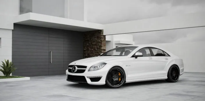 white cls property home with suspension lowering and 20 inch 6sporz² wheels