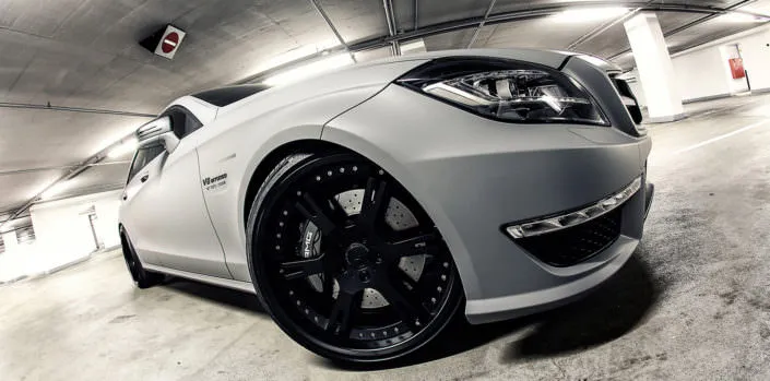 side view matte grey cls63amg wheelsandmore tuning