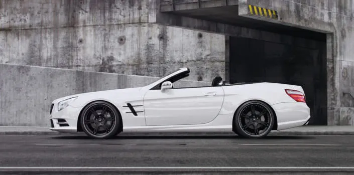 side view of mercedes sl with black wheels 6sporz