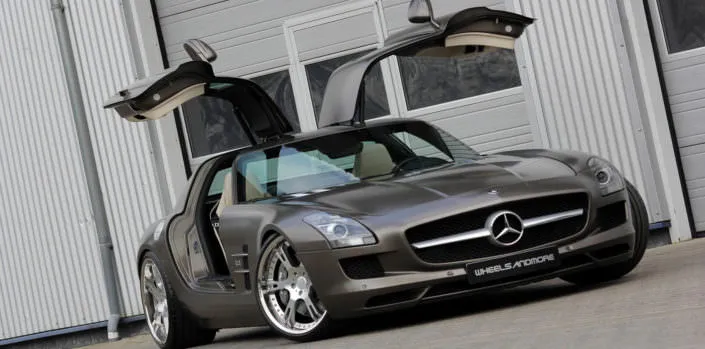 mercedes sls amg in matte brown with 21 inch 6sporz wheels