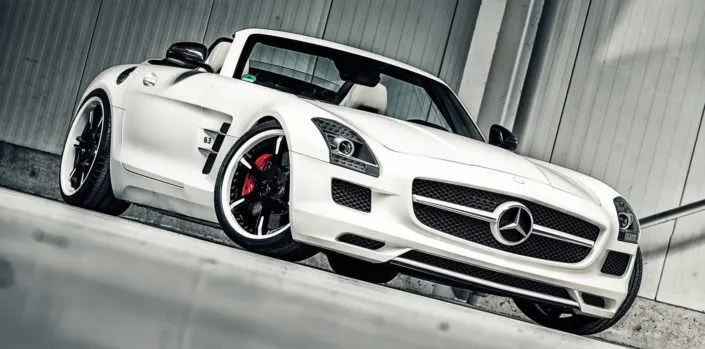 front side view mercedes sls amg roadster tuning white beauty