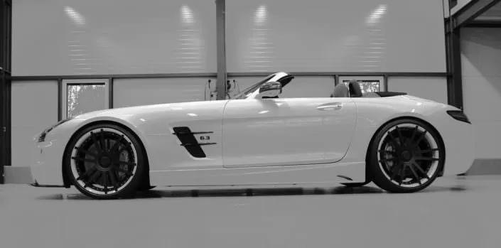 mercedes sls amg coilover on roadster with 21 inch fiwe wheels