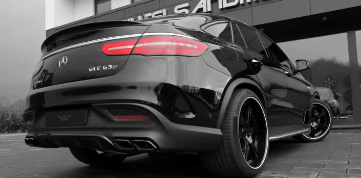 GLE63-AMG-wheels-22-inch black mercedes gle63amg rear side view on 12,5x22 inch 6sporz² wheels