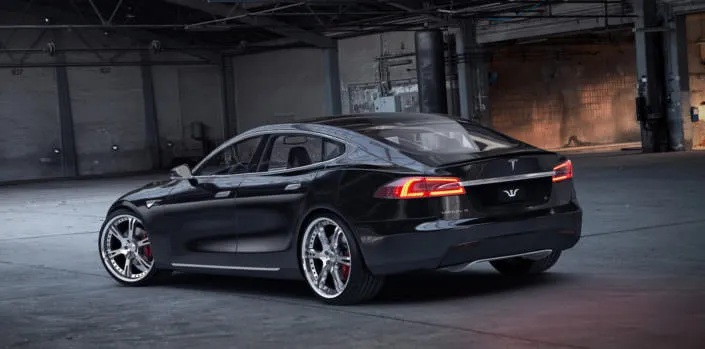 tesla s tuning with wheels and coilover suspension